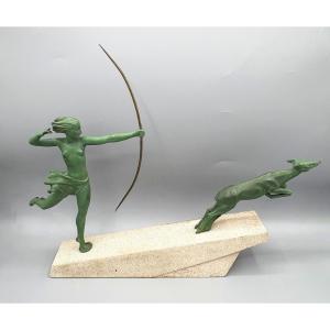 Sculpture Art Déco "Atalante et Gazelle" Demarco - Max Le Verrier