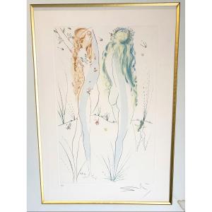 Salvador Dali "return, O Shulamite" Drypoint In Color