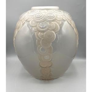 Impressive Art Deco Vase "garlands" By André Hunebelle 