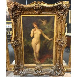 Tableau / Huile sur toile "Nymphe" Edouard Zier 1905 Nu Féminin Art Nouveau