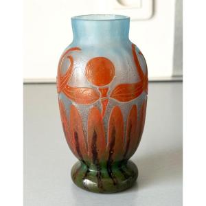 Art Deco "dragonflies" Vase By Schneider - Le Verre Français