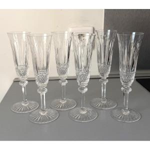 6 Flûtes à Champagne en Cristal Saint Louis modèle Tommy