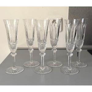6 Flûtes à Champagne en Cristal Saint Louis modèle Tommy