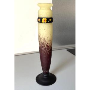 Vase Art Déco à Applications Charles Schneider vers 1920