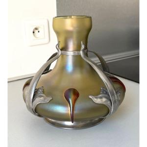 Art Nouveau Vase In Iridescent Glass By Loetz And Van Houten