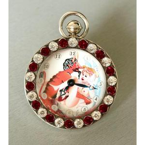 Corum Solid Silver Desk Clock "the Hours Of Love" Erotic Limited Edition