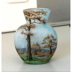 Vase Art Nouveau à décor de Paysage Champêtre Daum Nancy