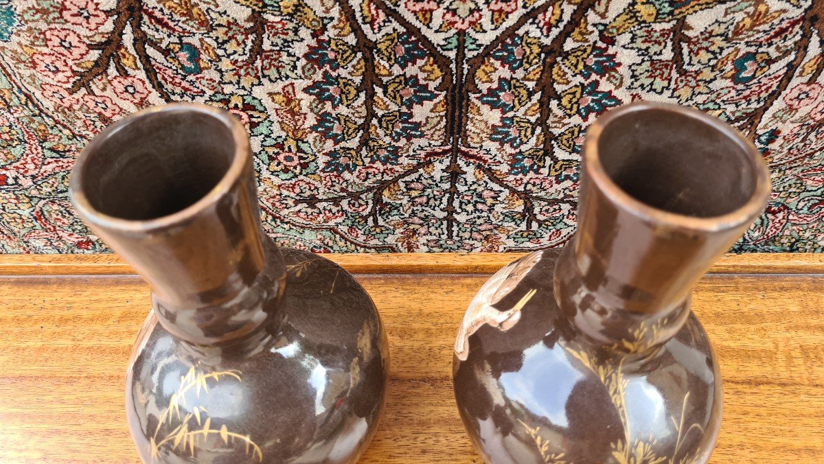Pair Of Late 19th Century Tiled Vases -photo-2