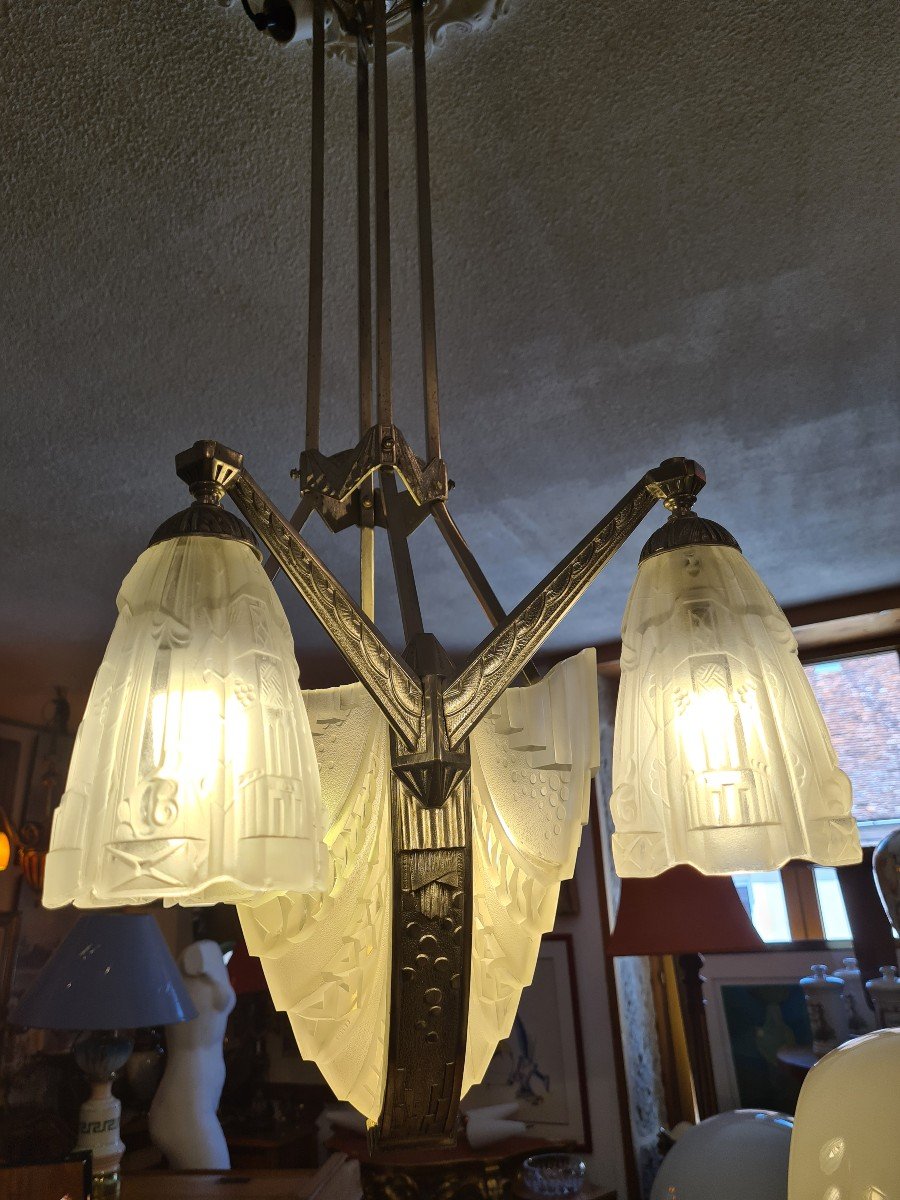 Art Deco Chandelier Signed Gilles-photo-5