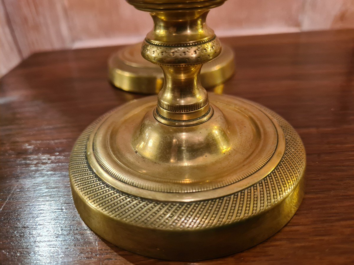 Pair Of 19th Century Brass Candlesticks-photo-2