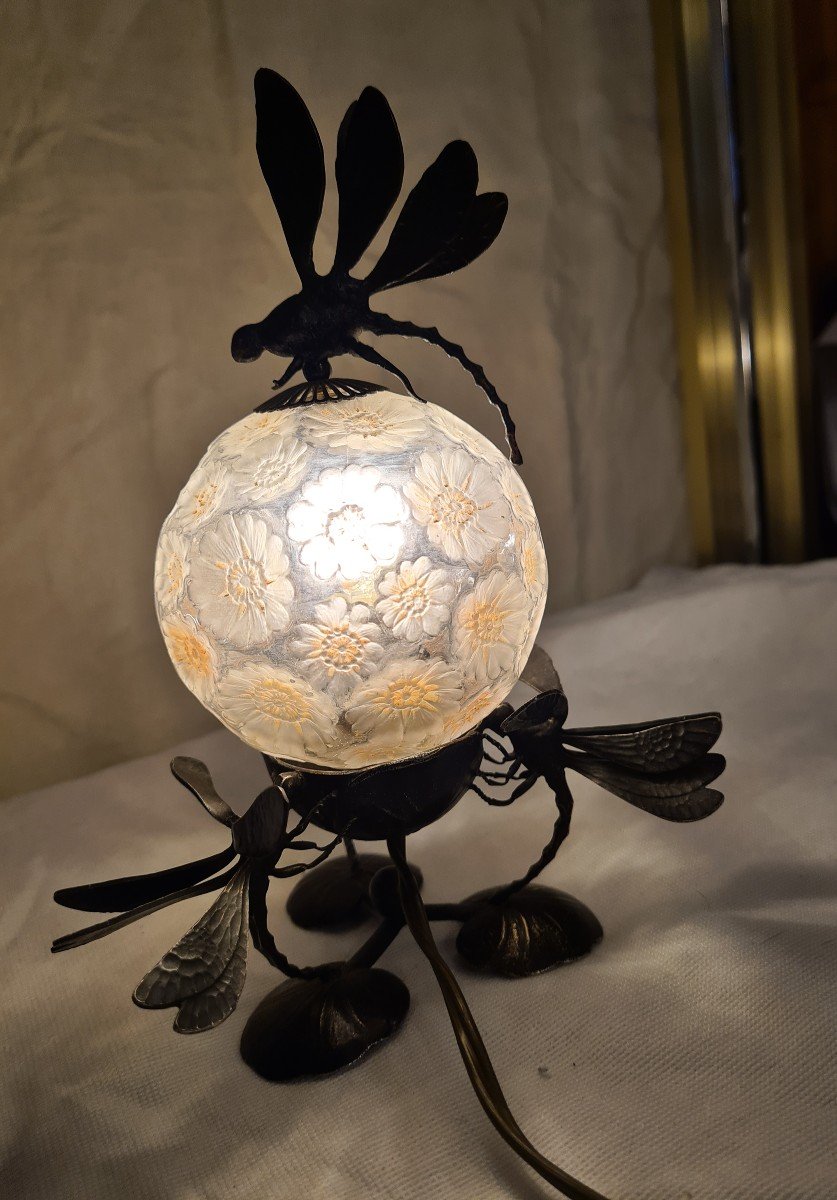 Art Nouveau Night Light Lamp With Dragonflies-photo-6