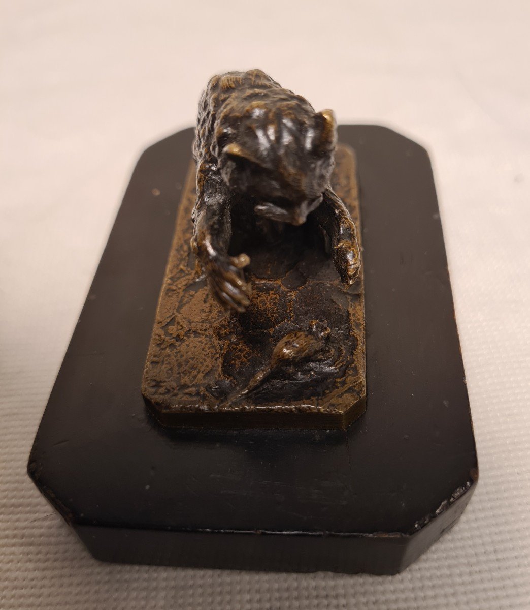 Bronze Cat And Mouse Signed Fratin-photo-4