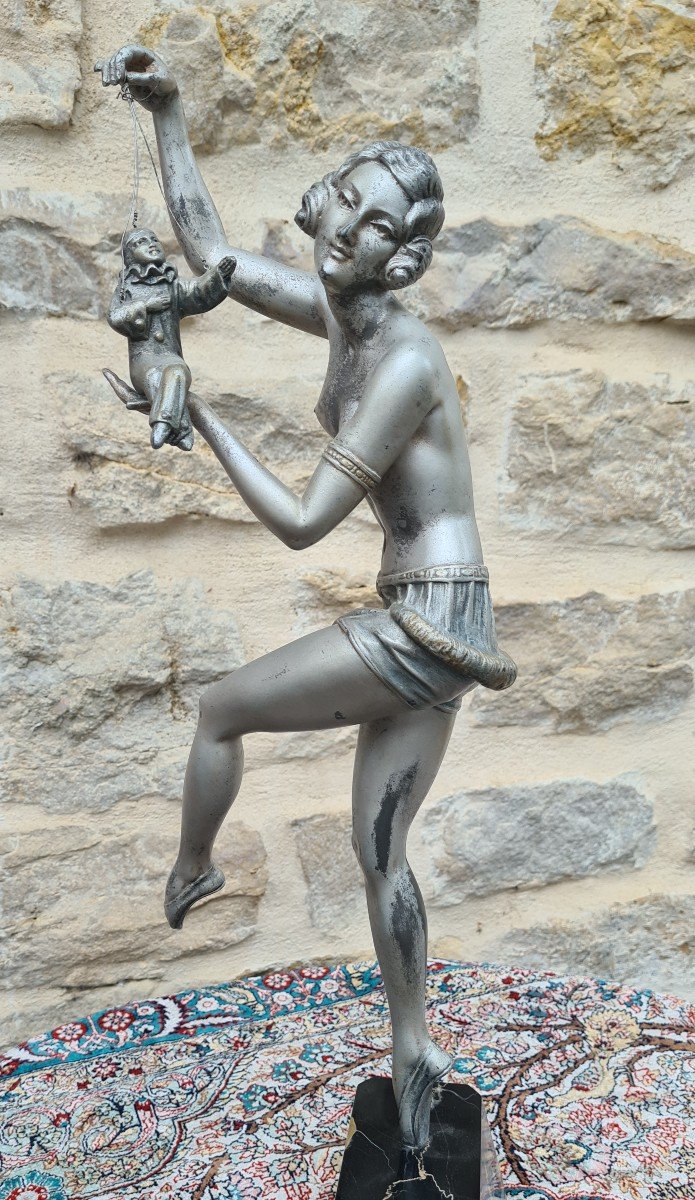 Art Deco Statue Regulates Puppet Dancer-photo-2