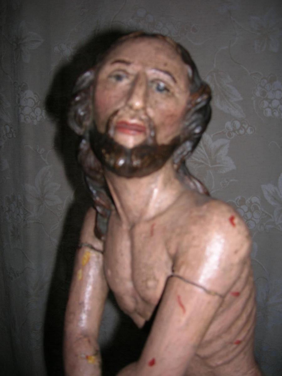 Christ De Pitié  En Bois Polychrome Fin 17 éme-photo-4