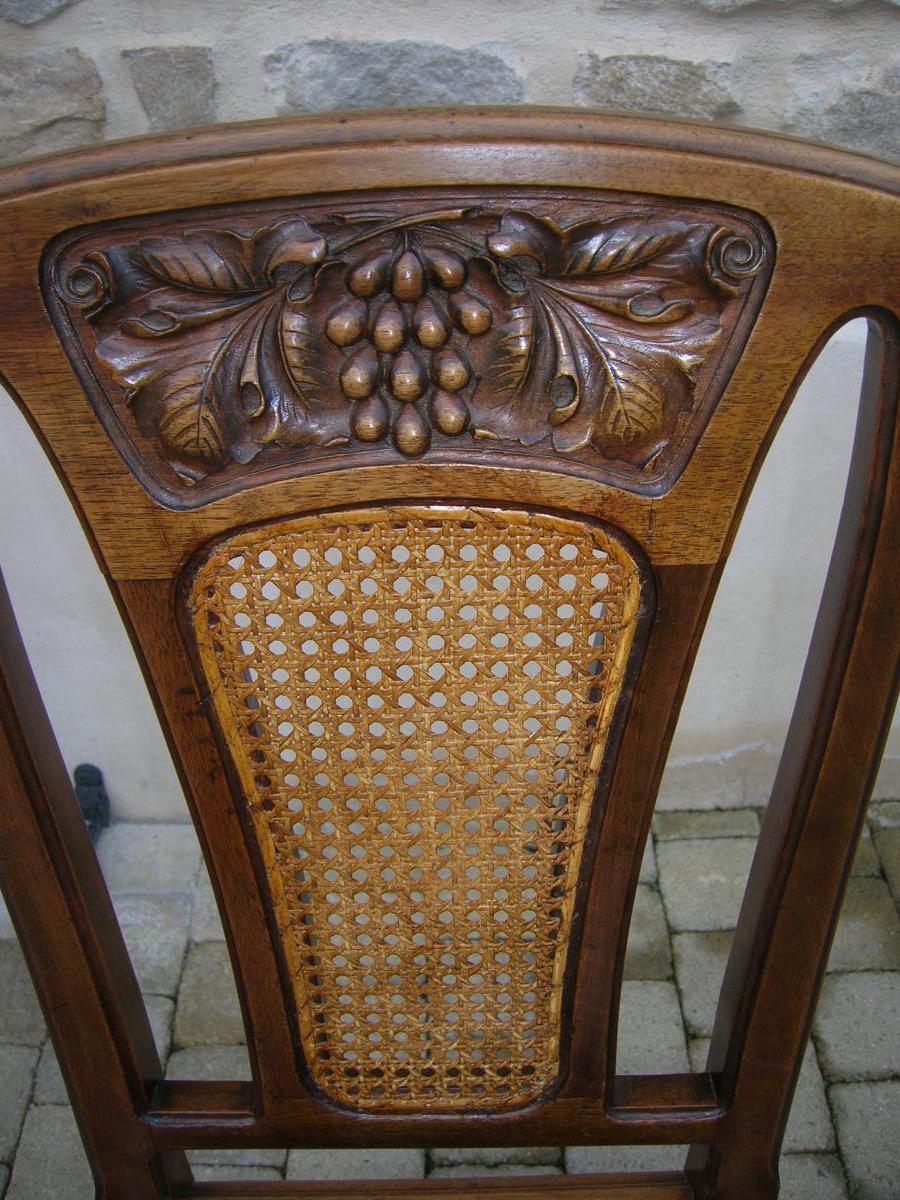 6 Chairs In Walnut Art Nouveau-photo-2