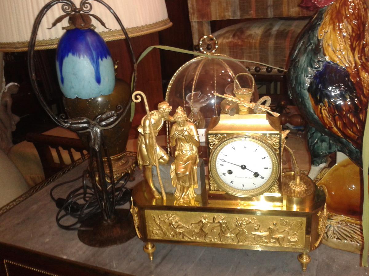 Clock With Gilt Bronze 18th About The Greek Mythology