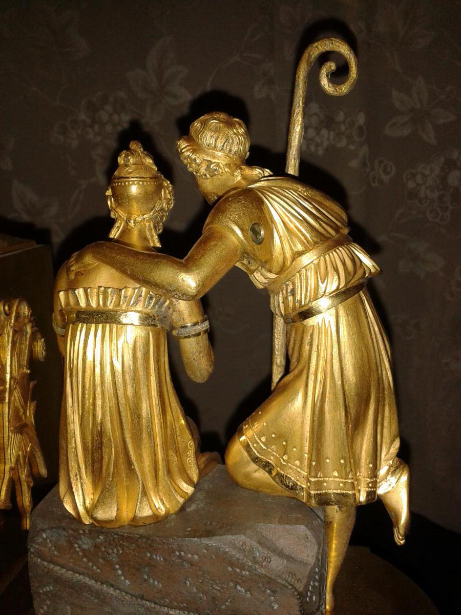 Pendule En Bronze Doré 18éme Avec Sujet De La Mythologie Grecque-photo-4