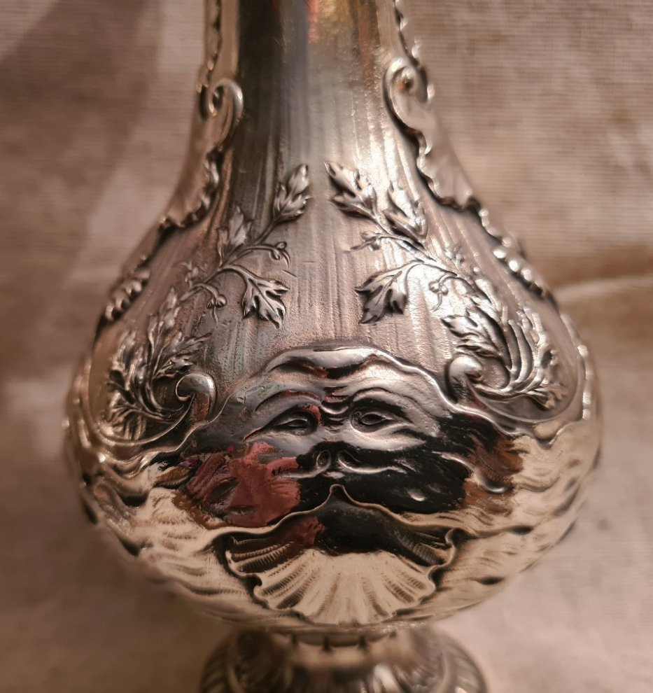 Pair Of Vases, Silver Metal, Signed Sormani Paris-photo-3