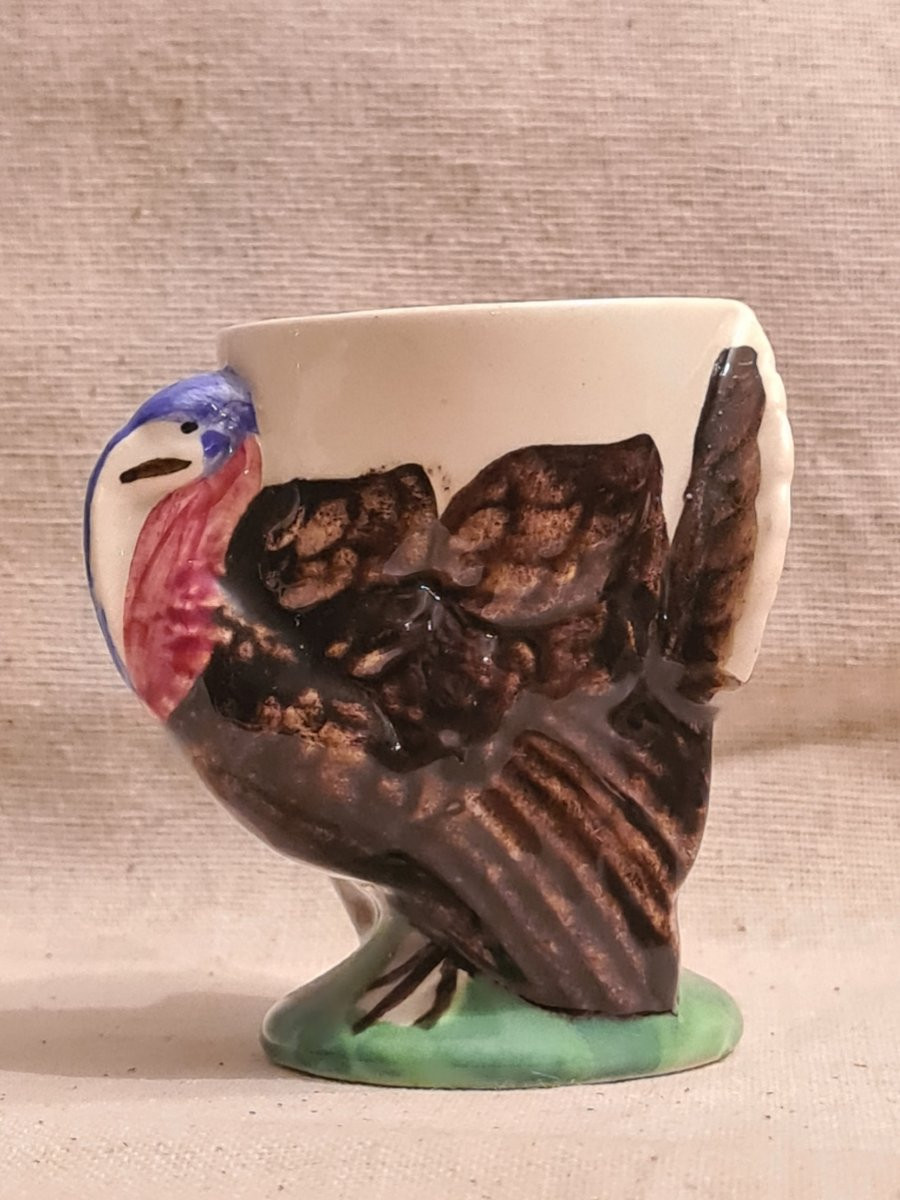 Sarreguemines, Tray And Its 6 Turkey Egg Cups-photo-3