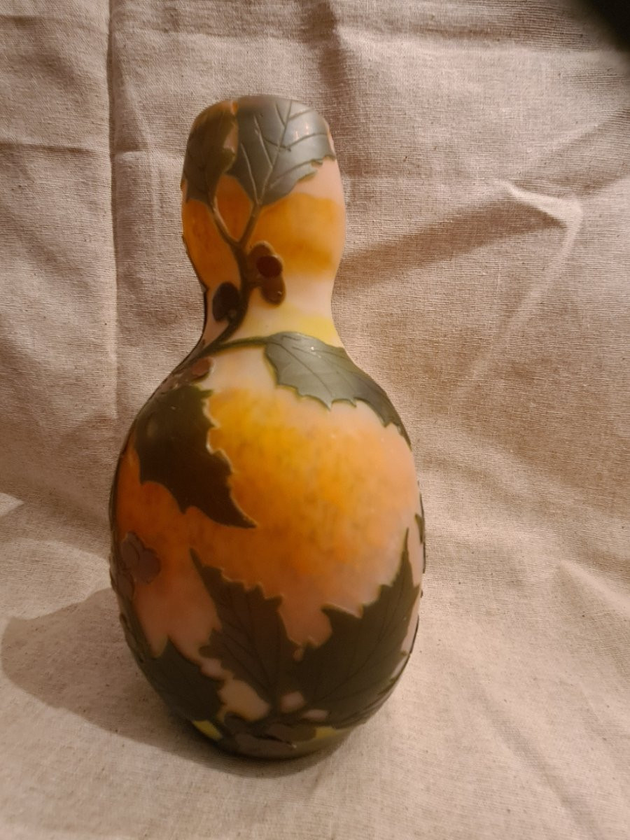 Vase Legras Pate De Verre, Décor De Houx-photo-6