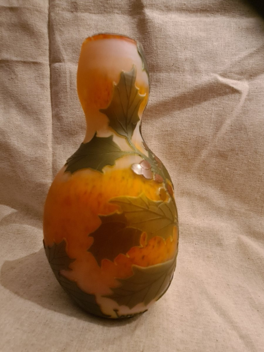 Vase Legras Pate De Verre, Décor De Houx-photo-7