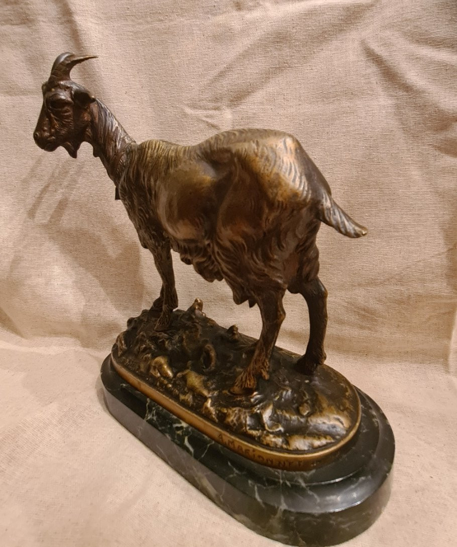 Chèvre En Bronze  Signée Albert Marionnet (1852-1910)-photo-2