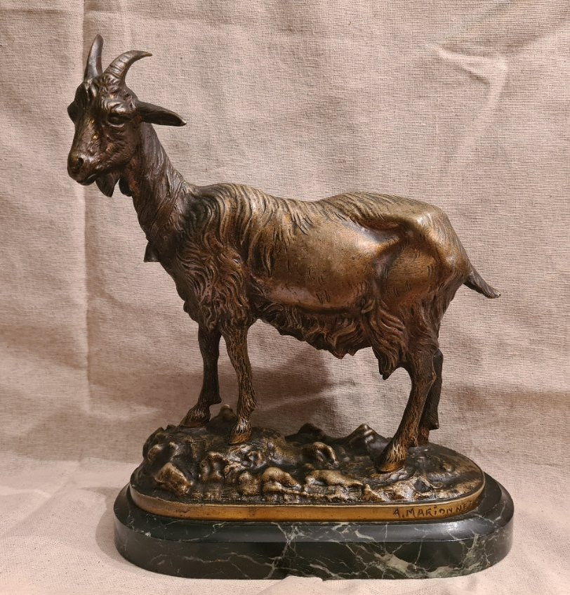 Chèvre En Bronze  Signée Albert Marionnet (1852-1910)-photo-8