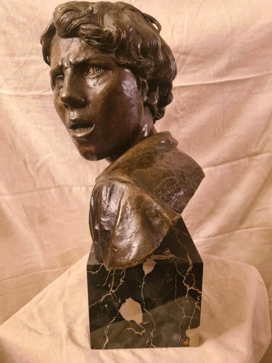 Bronze Bust Of A Man Signed Fernand Dubois-photo-6