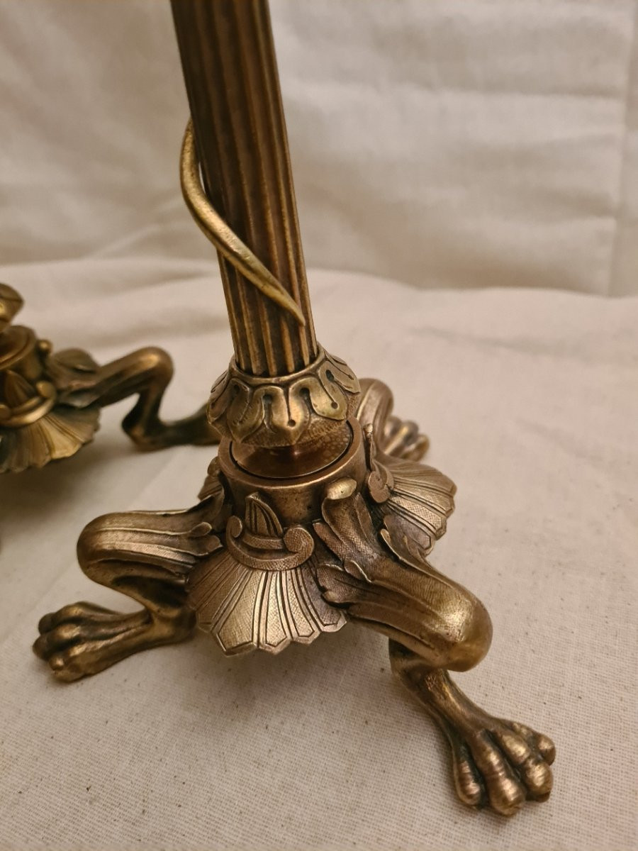 Pair Of Bronze Candlesticks With Serpent-photo-2