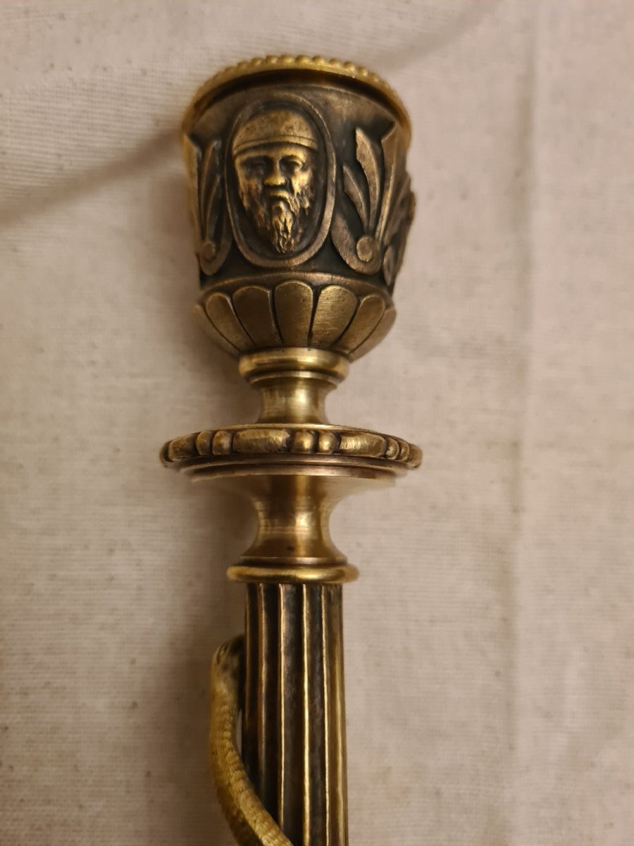 Pair Of Bronze Candlesticks With Serpent-photo-6