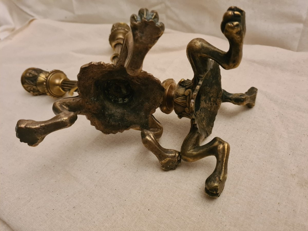 Pair Of Bronze Candlesticks With Serpent-photo-7