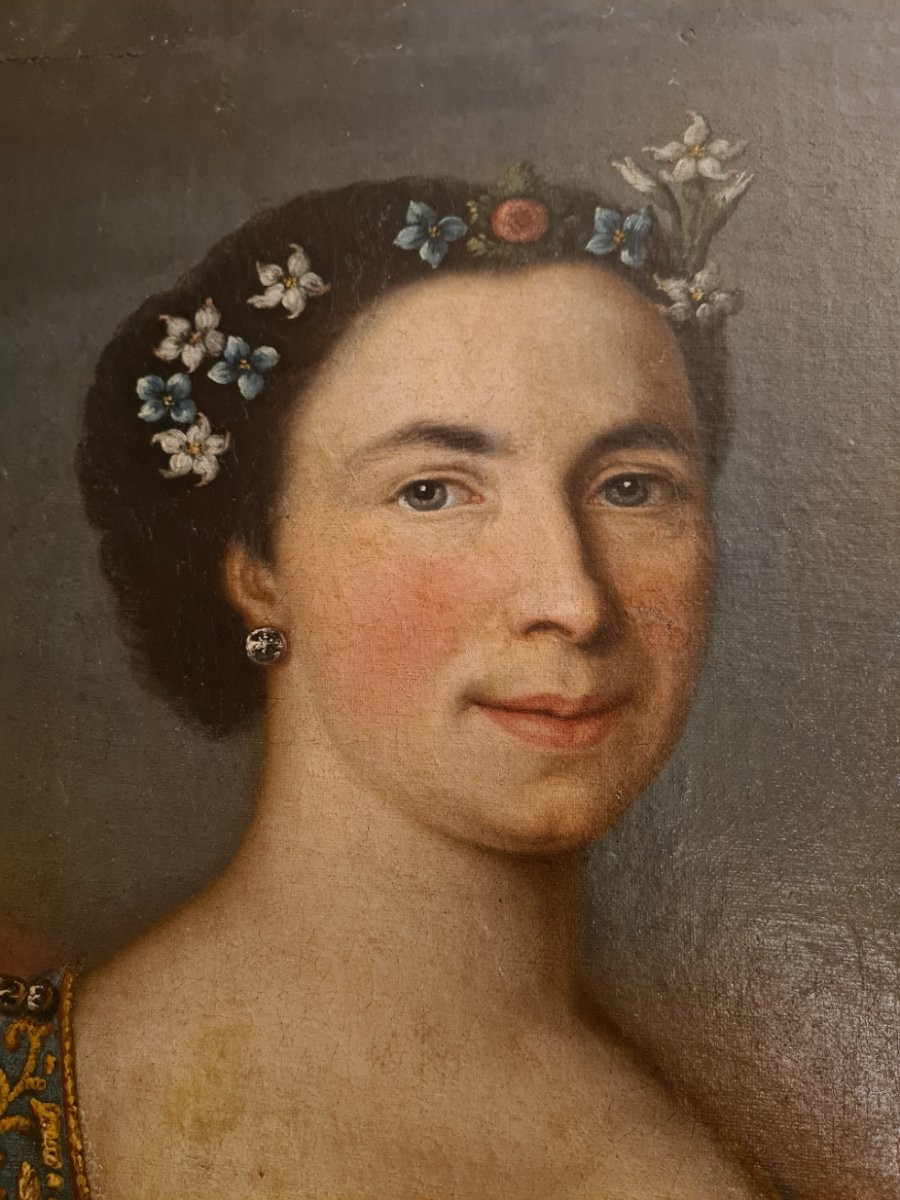 Large 18th Century Quality Portrait Of A Woman -photo-4
