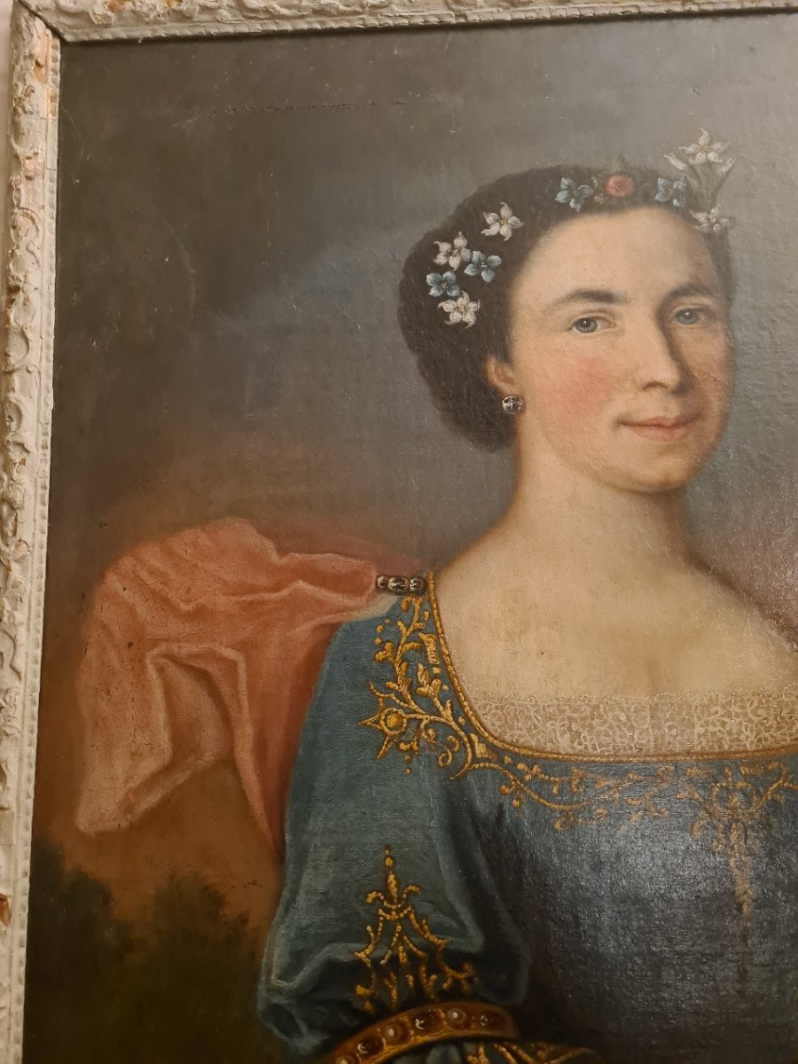 Large 18th Century Quality Portrait Of A Woman -photo-3