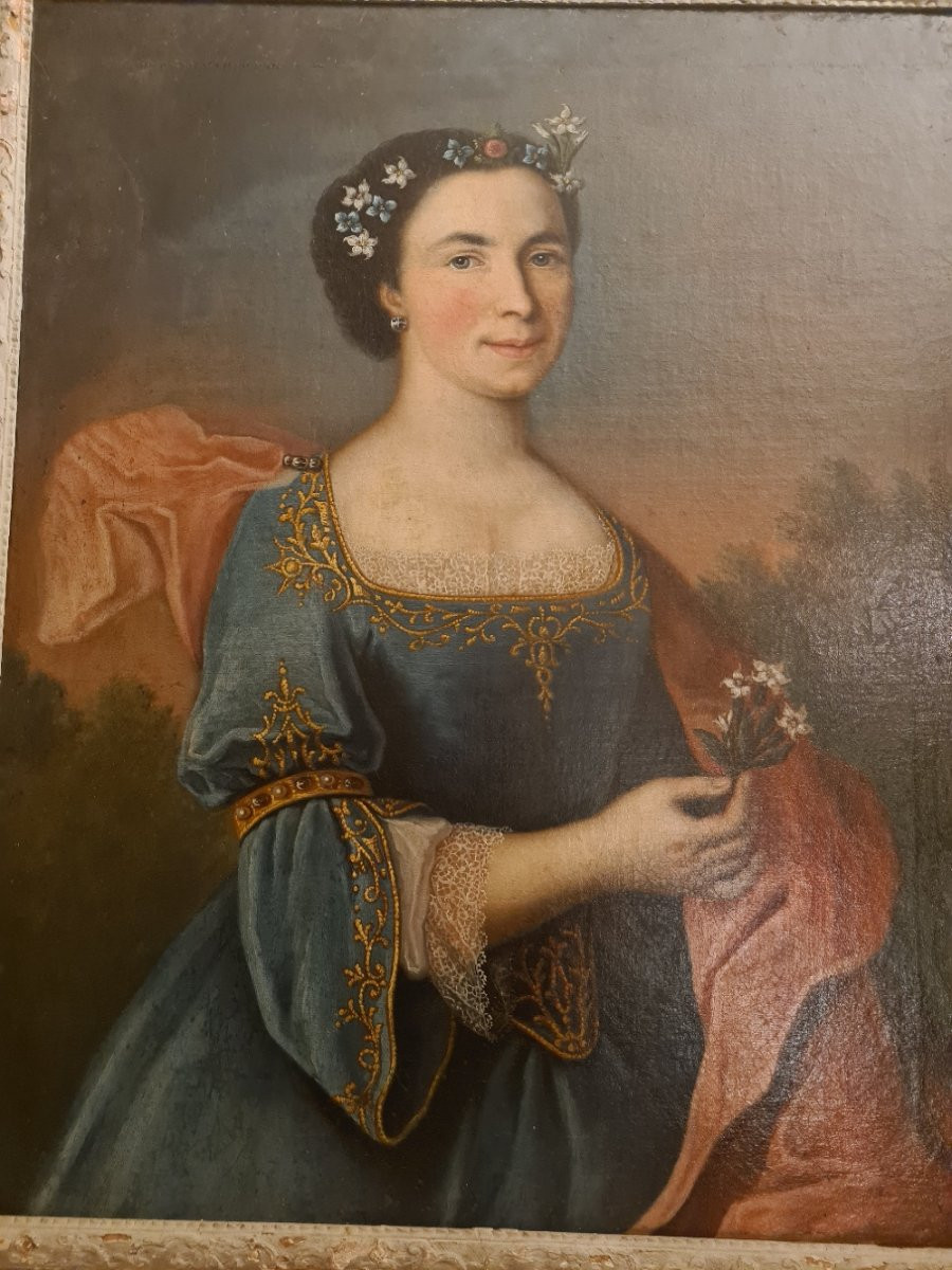 Large 18th Century Quality Portrait Of A Woman -photo-5