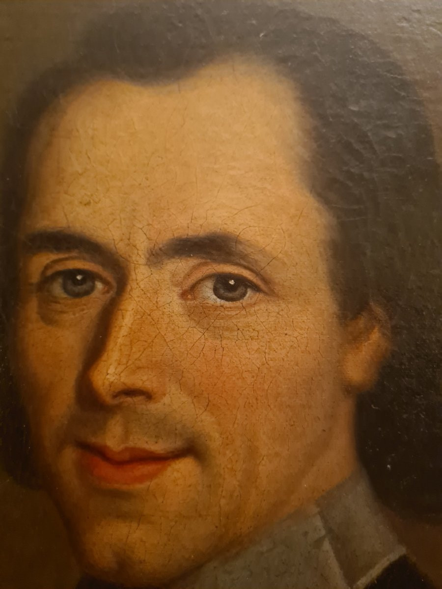 Portrait d'homme d'église fin XVIIIe, au armoirie-photo-2
