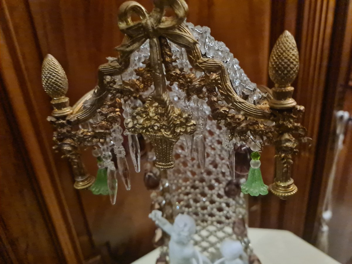 Lampe à poser, cage,  en biscuit et bronze , fin 19éme-photo-2