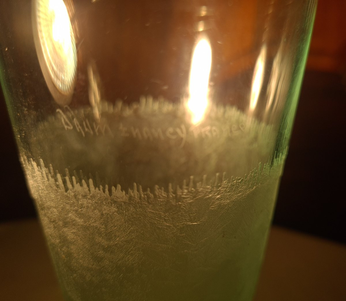 Frosted Green Crystal Orangeade Glass, Signed Daum Nancy France, Cross Of Lorraine-photo-4