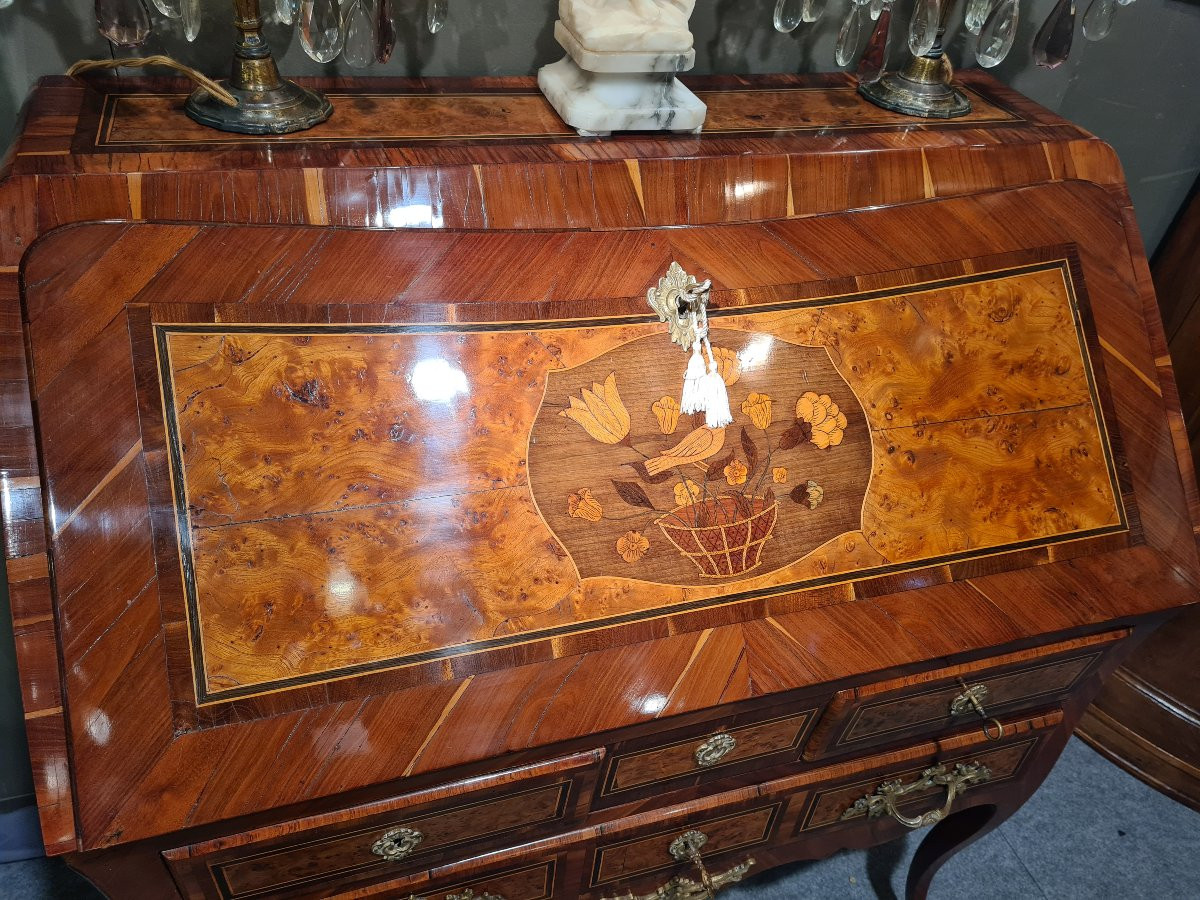Bureau dos d'âne en marqueterie 18 ème -photo-2