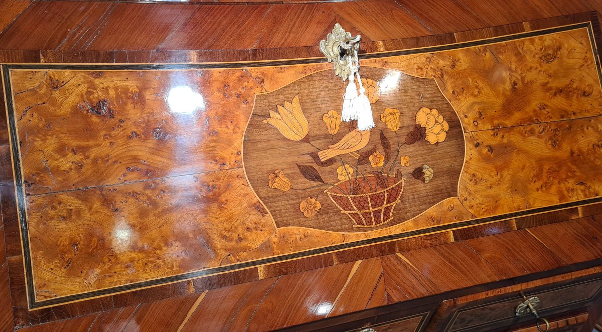 Bureau dos d'âne en marqueterie 18 ème -photo-5