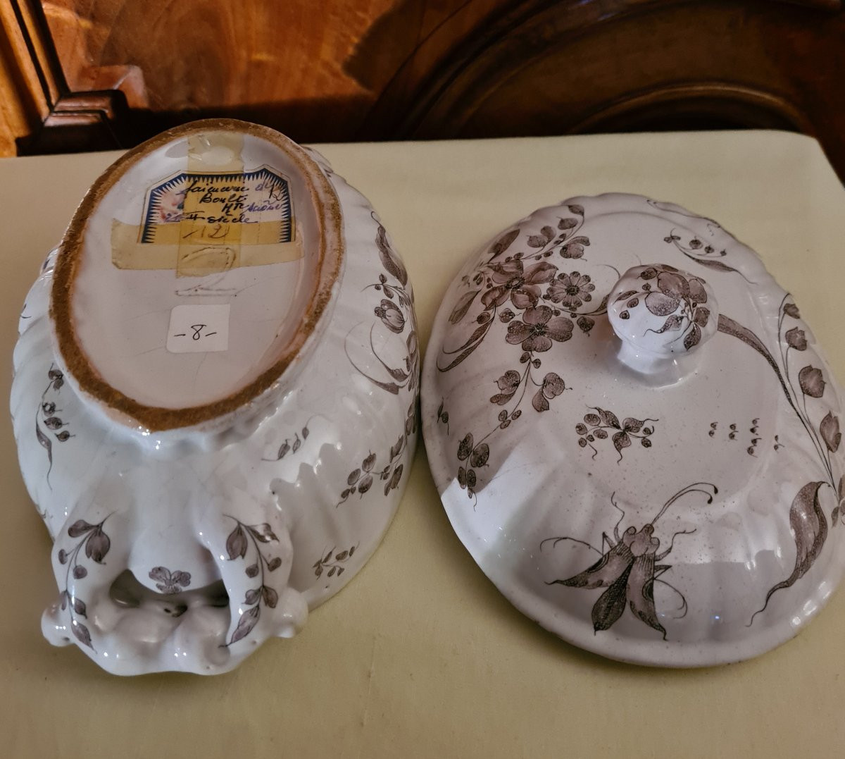 18th Century Boult Earthenware Tureen From Franche-comté-photo-3