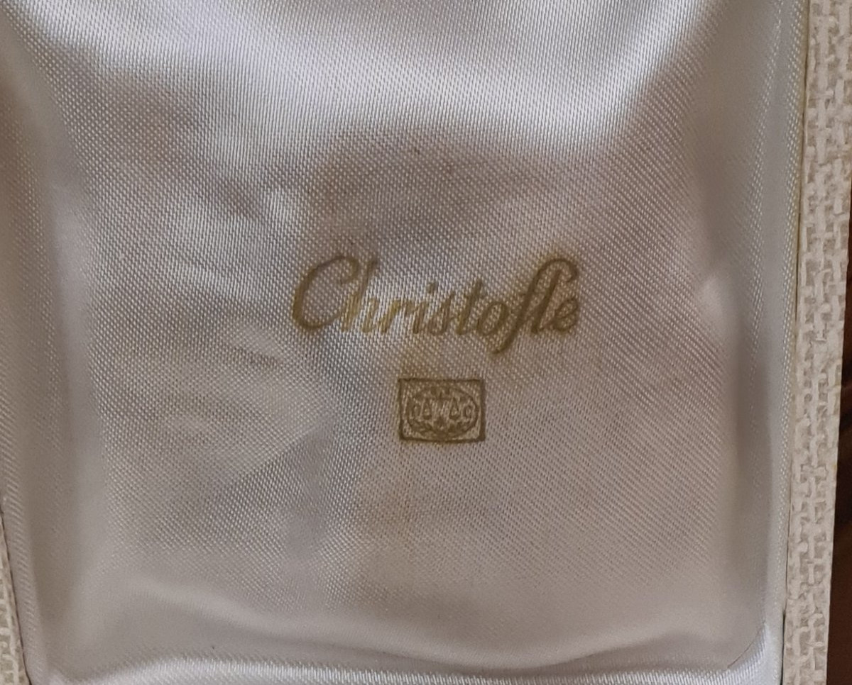 12 Mocha Spoons And Their Box, Christofle Marly Model-photo-2