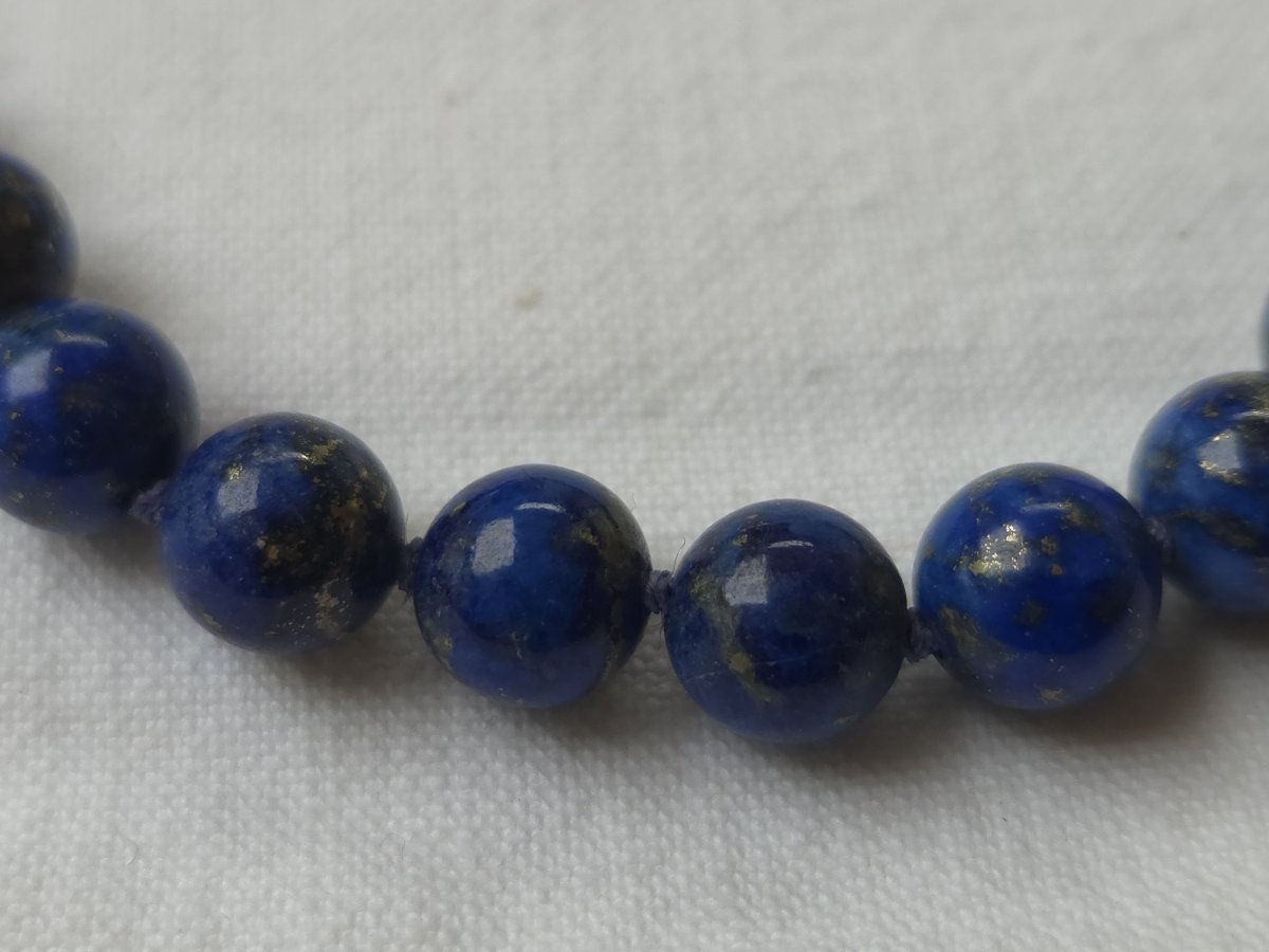 Collier de perles Lapis-lazulli monté sur or-photo-5
