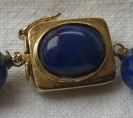 Collier de perles Lapis-lazulli monté sur or-photo-7