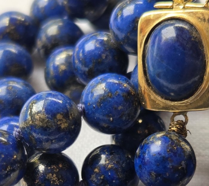 Collier de perles Lapis-lazulli monté sur or-photo-8