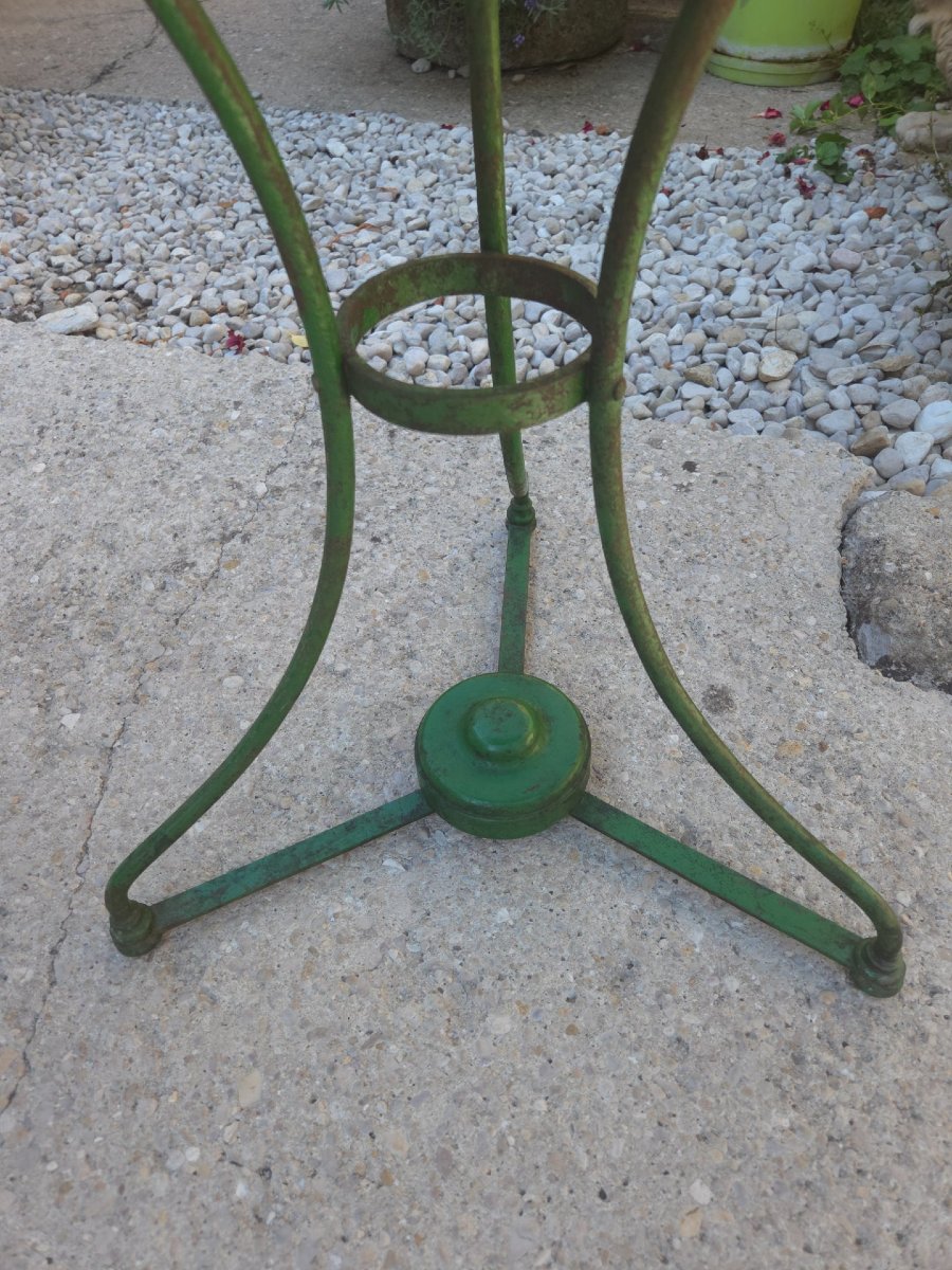 Napoleon III Garden Pedestal Table Enamelled Top & Wrought Iron 19th Century-photo-4