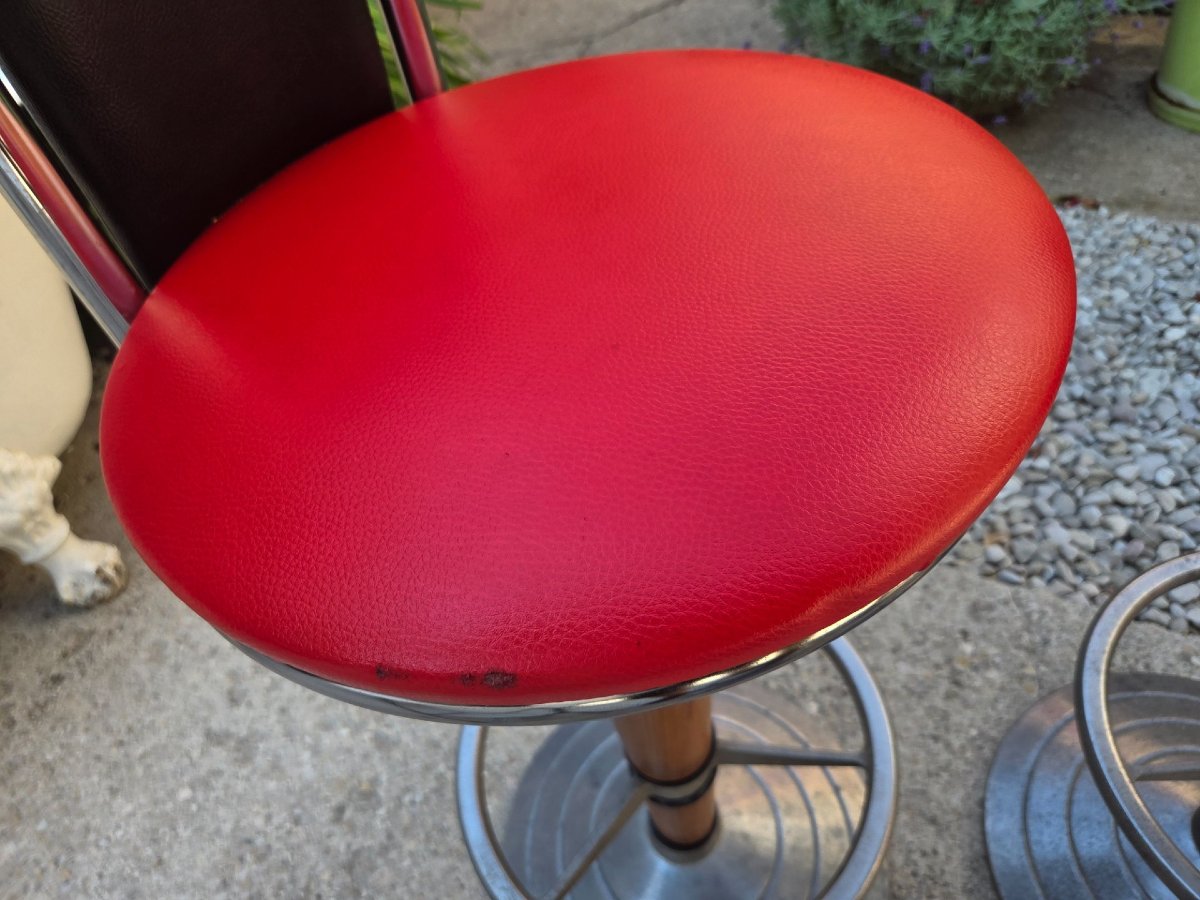 Suite de 4 tabourets de bar bistrot vintage 1970 Design München-photo-2