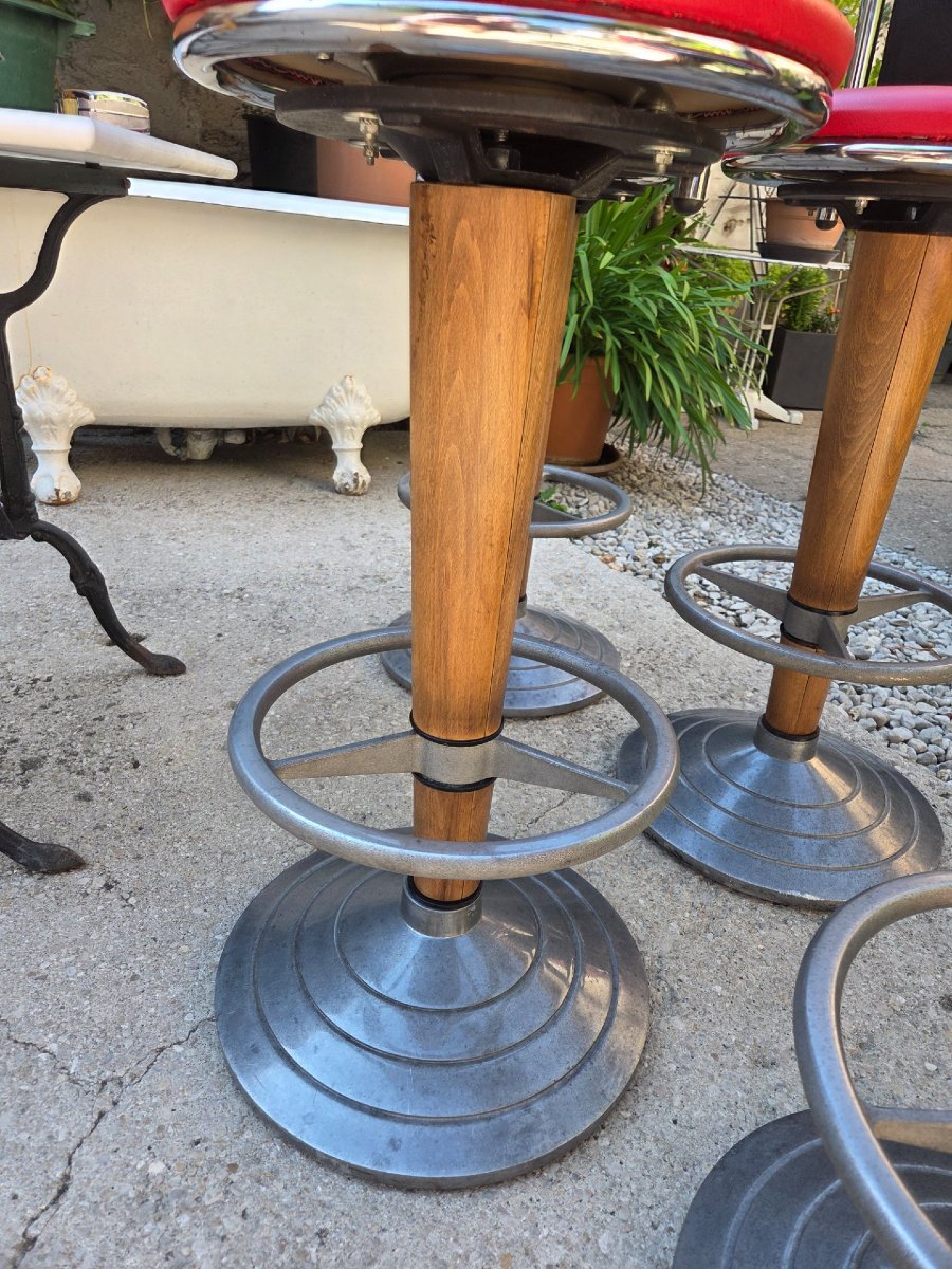 Suite de 4 tabourets de bar bistrot vintage 1970 Design München-photo-2