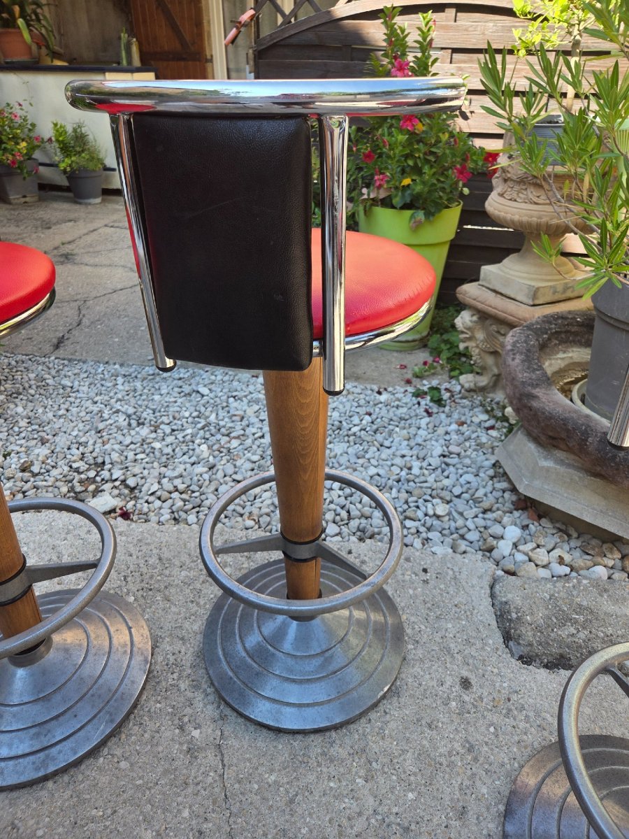 Suite de 4 tabourets de bar bistrot vintage 1970 Design München-photo-3