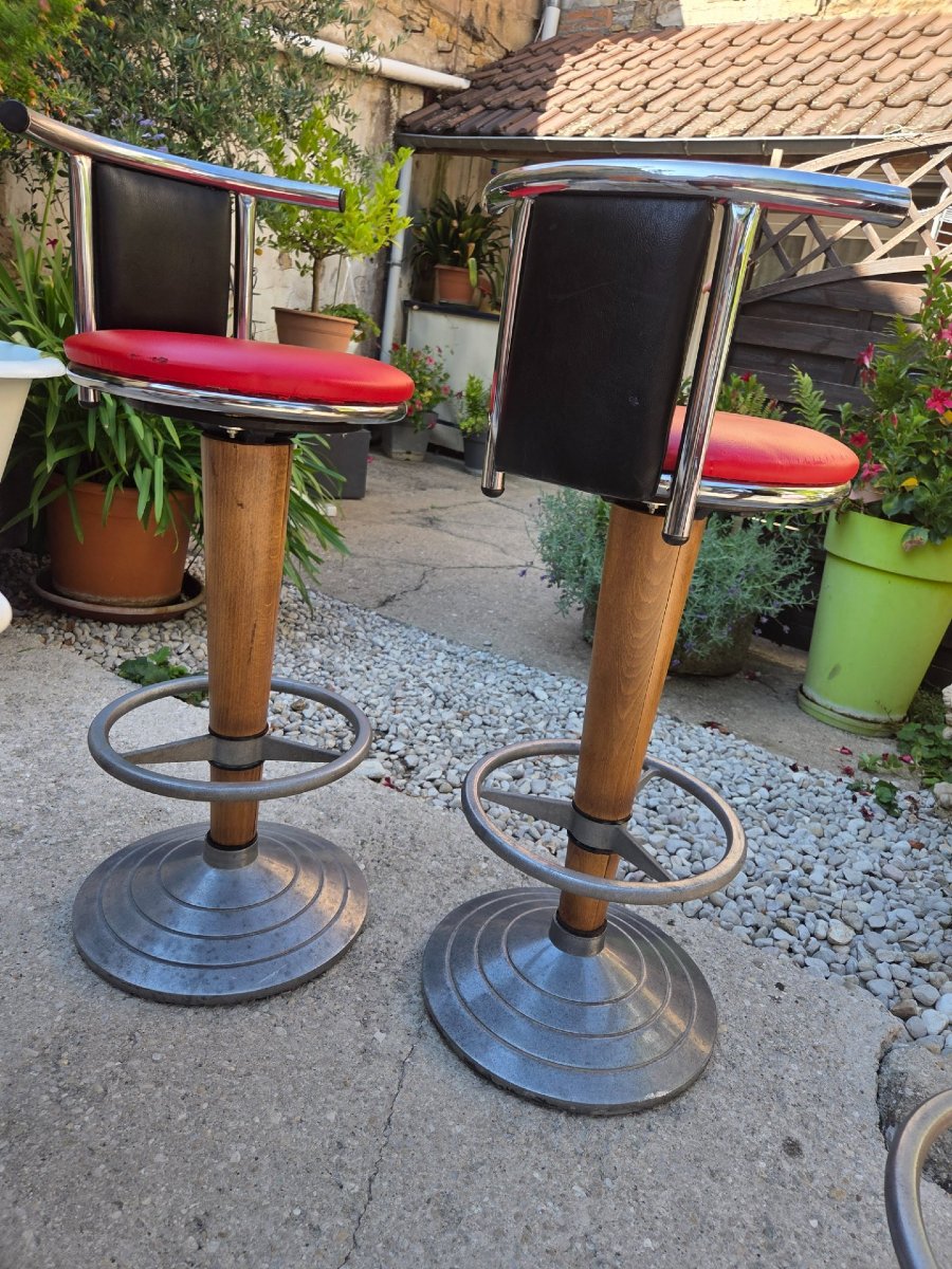 Suite de 4 tabourets de bar bistrot vintage 1970 Design München-photo-5