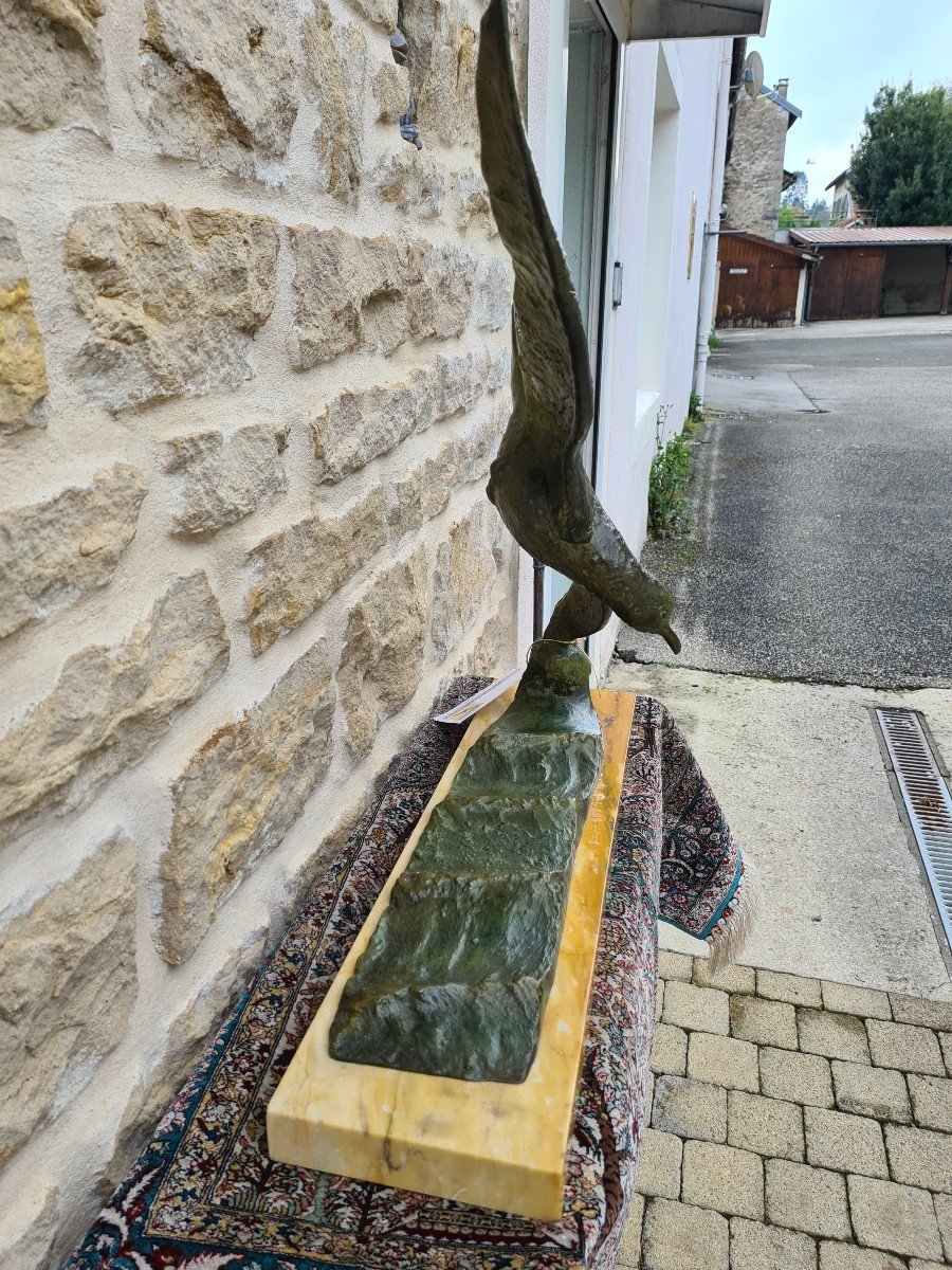 Sculpture En Bronze Sur Marbre De Georges Raoul Garreau-photo-3